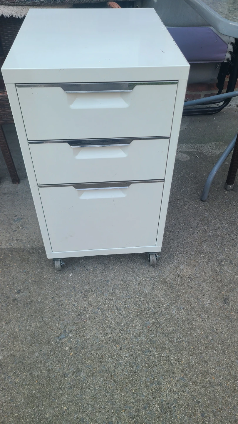 White 3-Drawer Rolling File Cabinet - photo 3