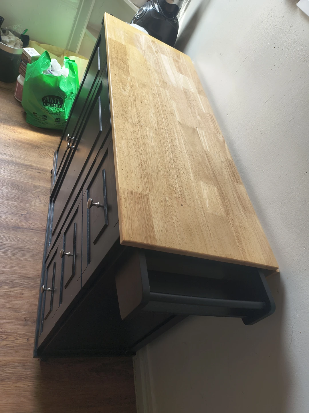 Black Kitchen Island Cart with Butcher Block Top - photo 2