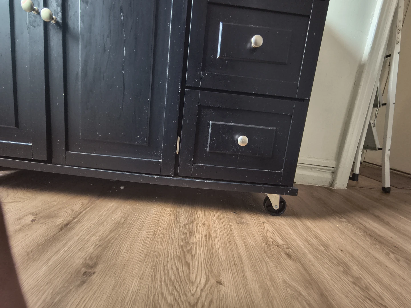 Black Kitchen Island Cart with Butcher Block Top - photo 3