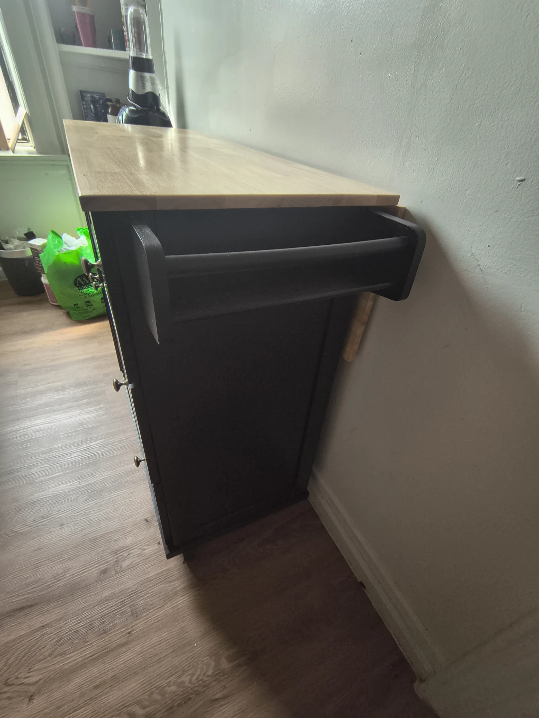 Black Kitchen Island Cart with Butcher Block Top - photo 4
