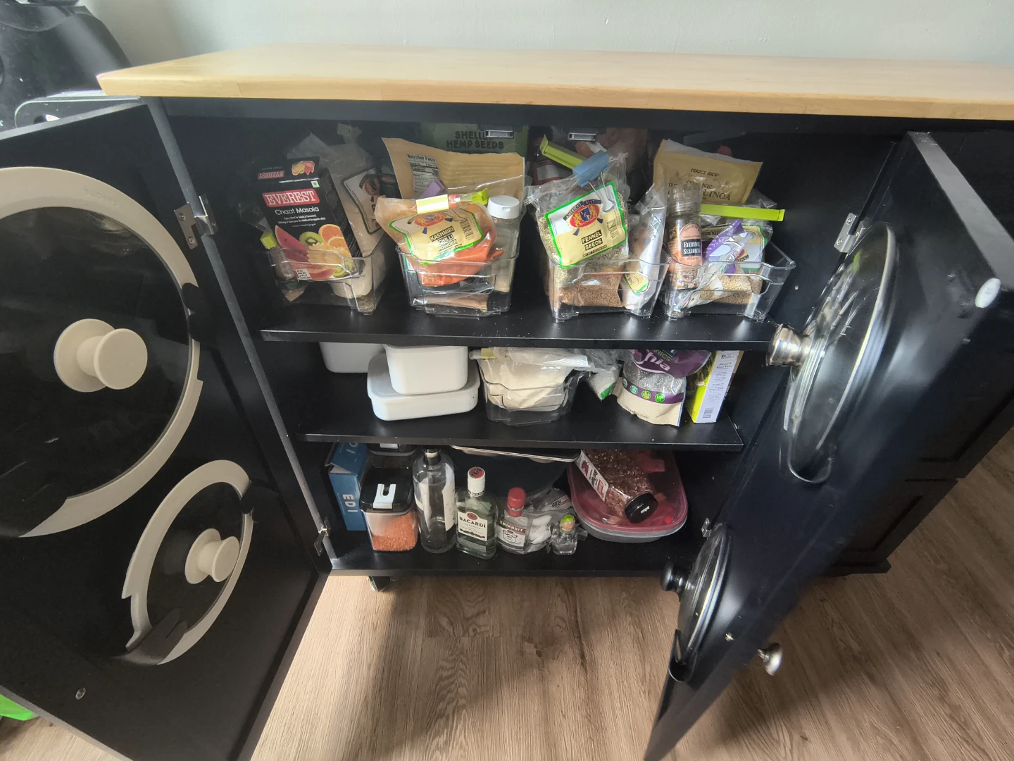 Black Kitchen Island Cart with Butcher Block Top - photo 5