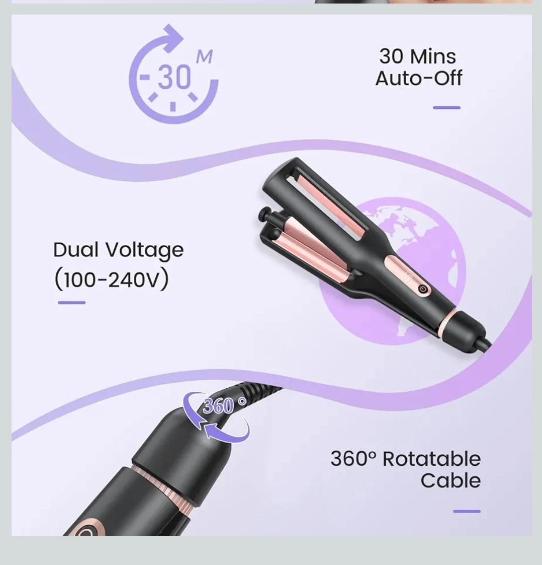 NEW Hair Crimper Waver Curler Wand 4 Adjustable Curling Waves - photo 5