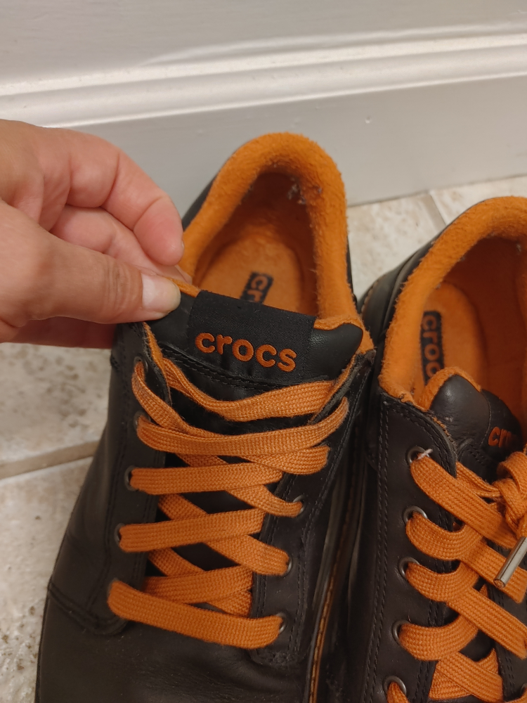 Men's Black Leather Shoes with Orange Laces size 11 - photo 3