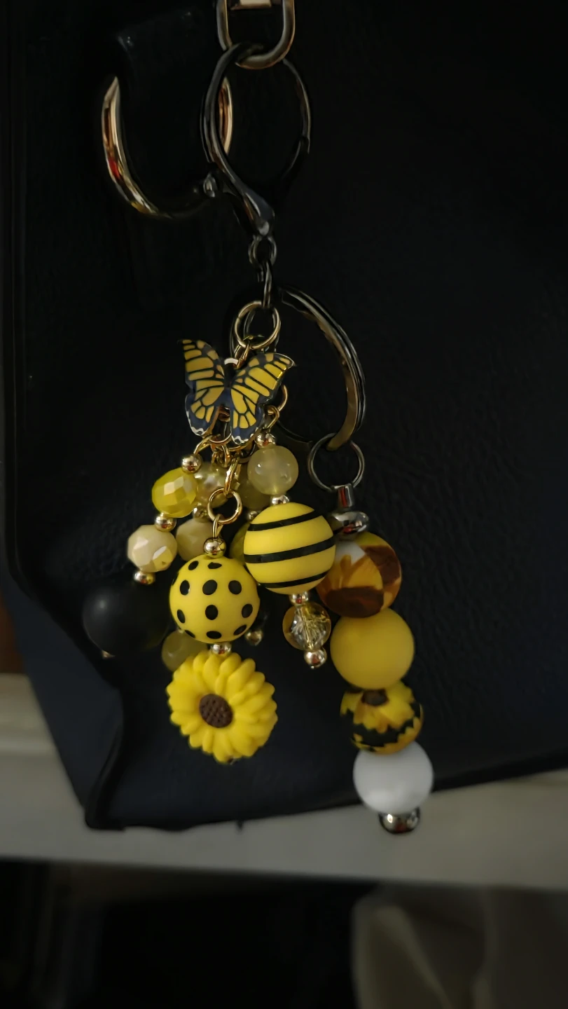 Yellow Bee and Butterfly Charm Keychain - photo 2