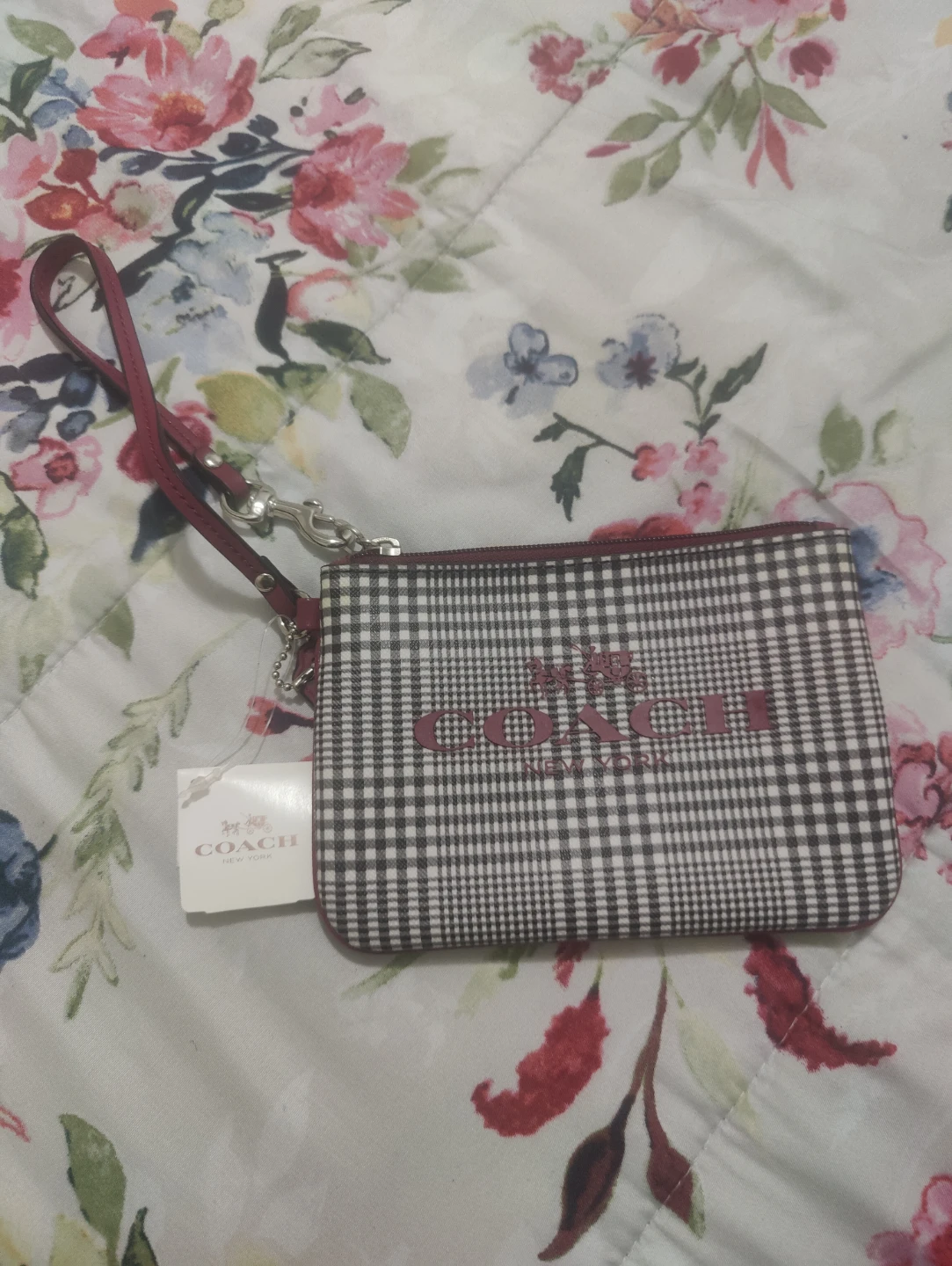Coach Plaid Wristlet