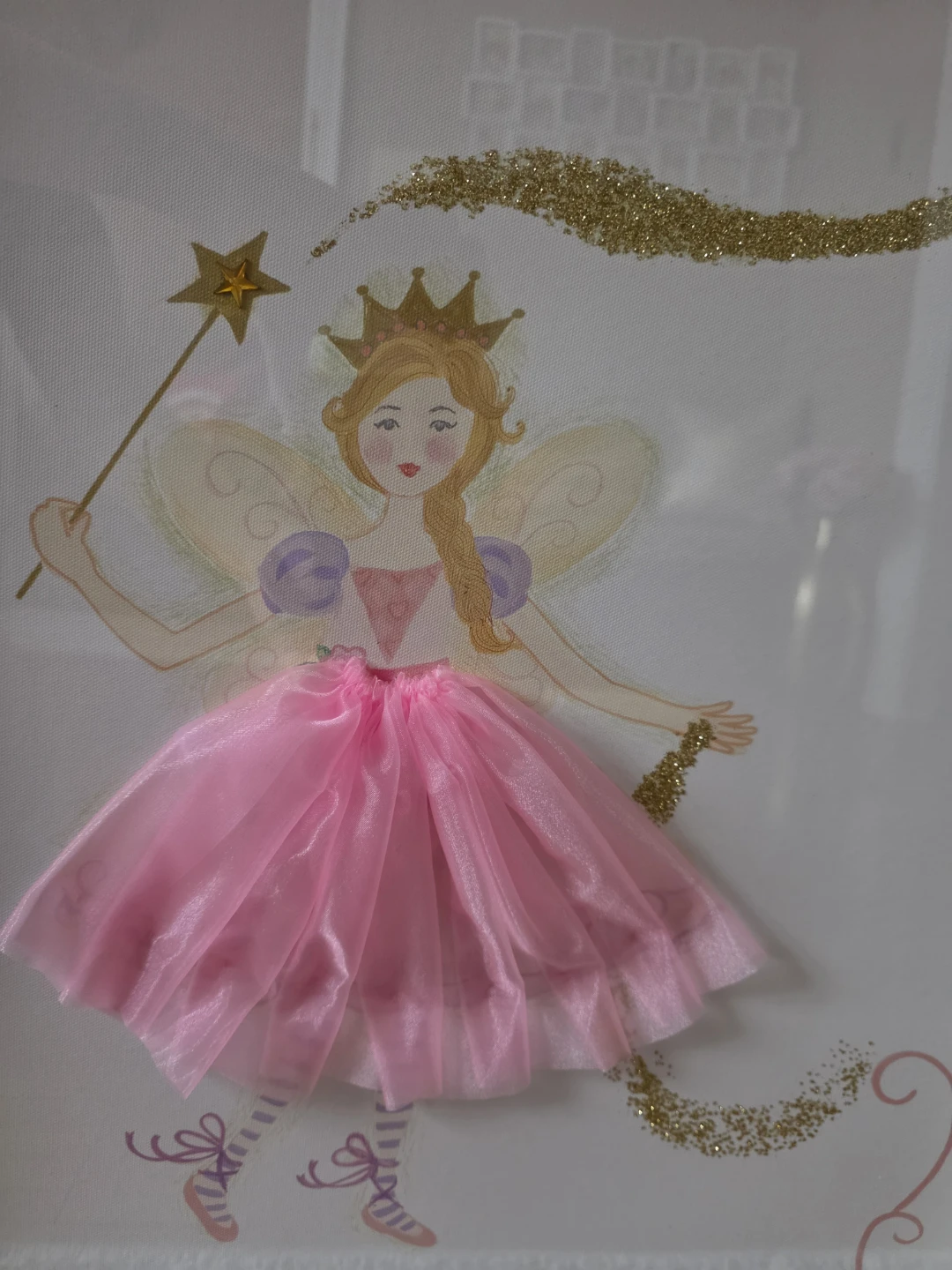 Framed Fairy Art with Tutu Skirt and Glitter