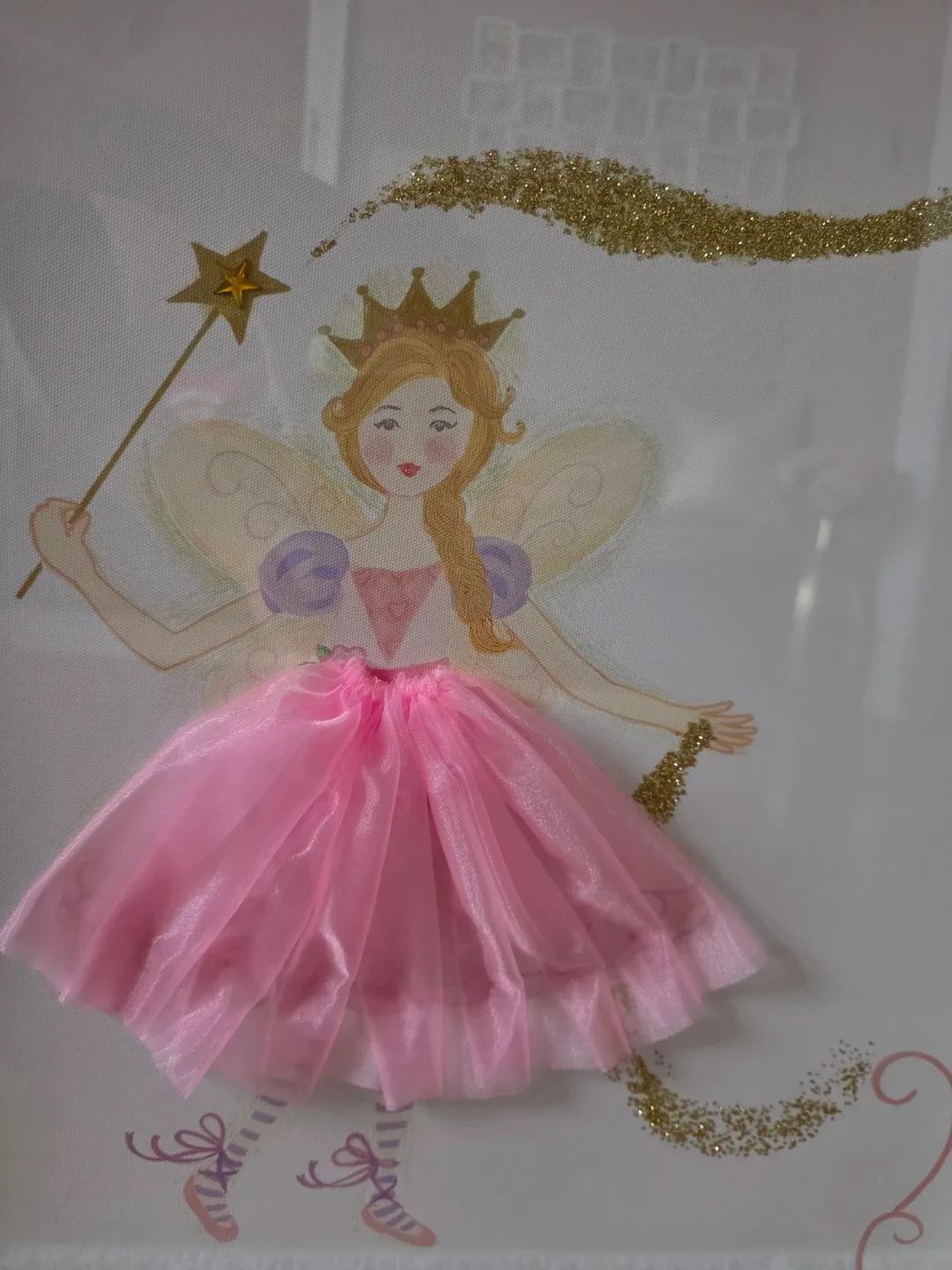 Framed Fairy Art with Tutu Skirt and Glitter