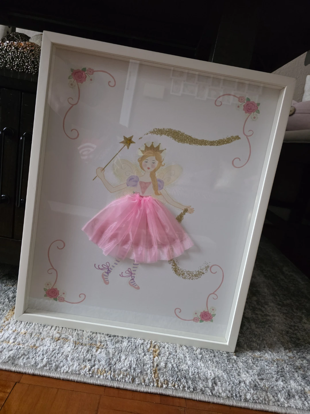 Framed Fairy Art with Tutu Skirt and Glitter - photo 2