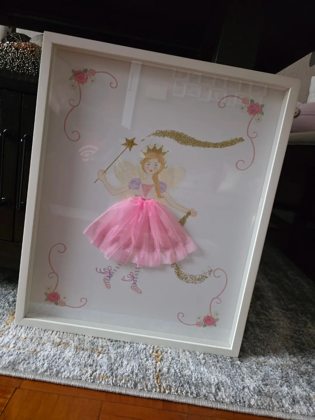 Framed Fairy Art with Tutu Skirt and Glitter - photo 2