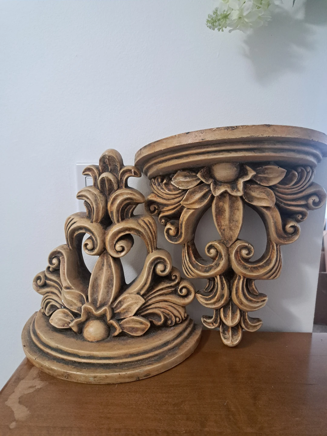 Vintage Ornate Wall Shelves Set of 2