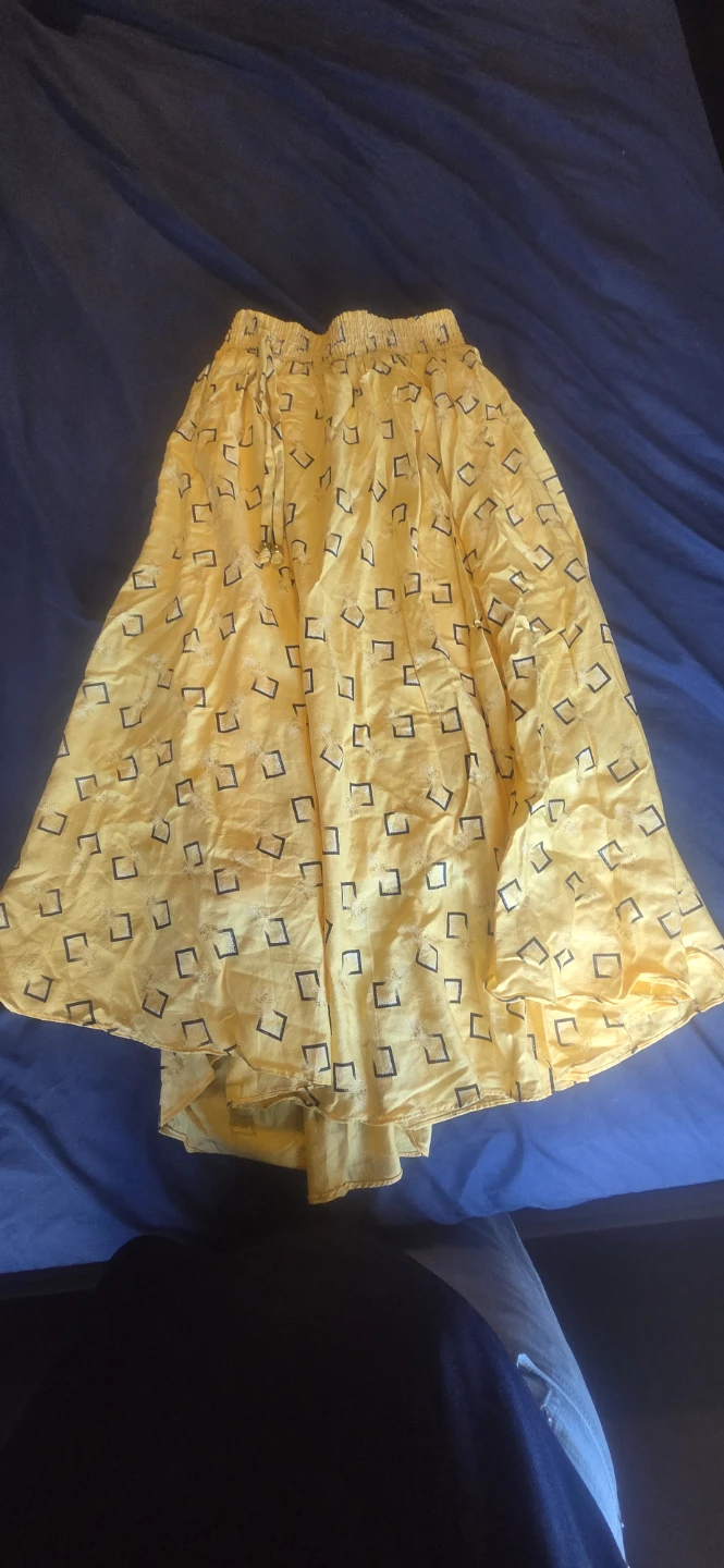 Yellow patterned skirt