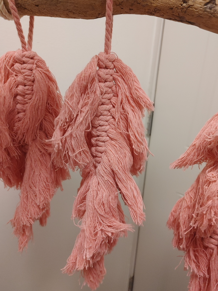 Driftwood Wall Hanging with Pink Tassels - photo 4