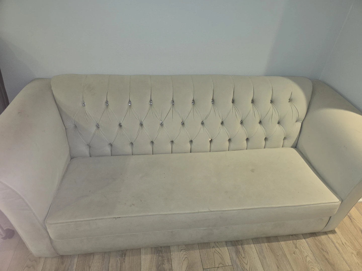 3 piece Tufted Sofa set with Crystal Accents