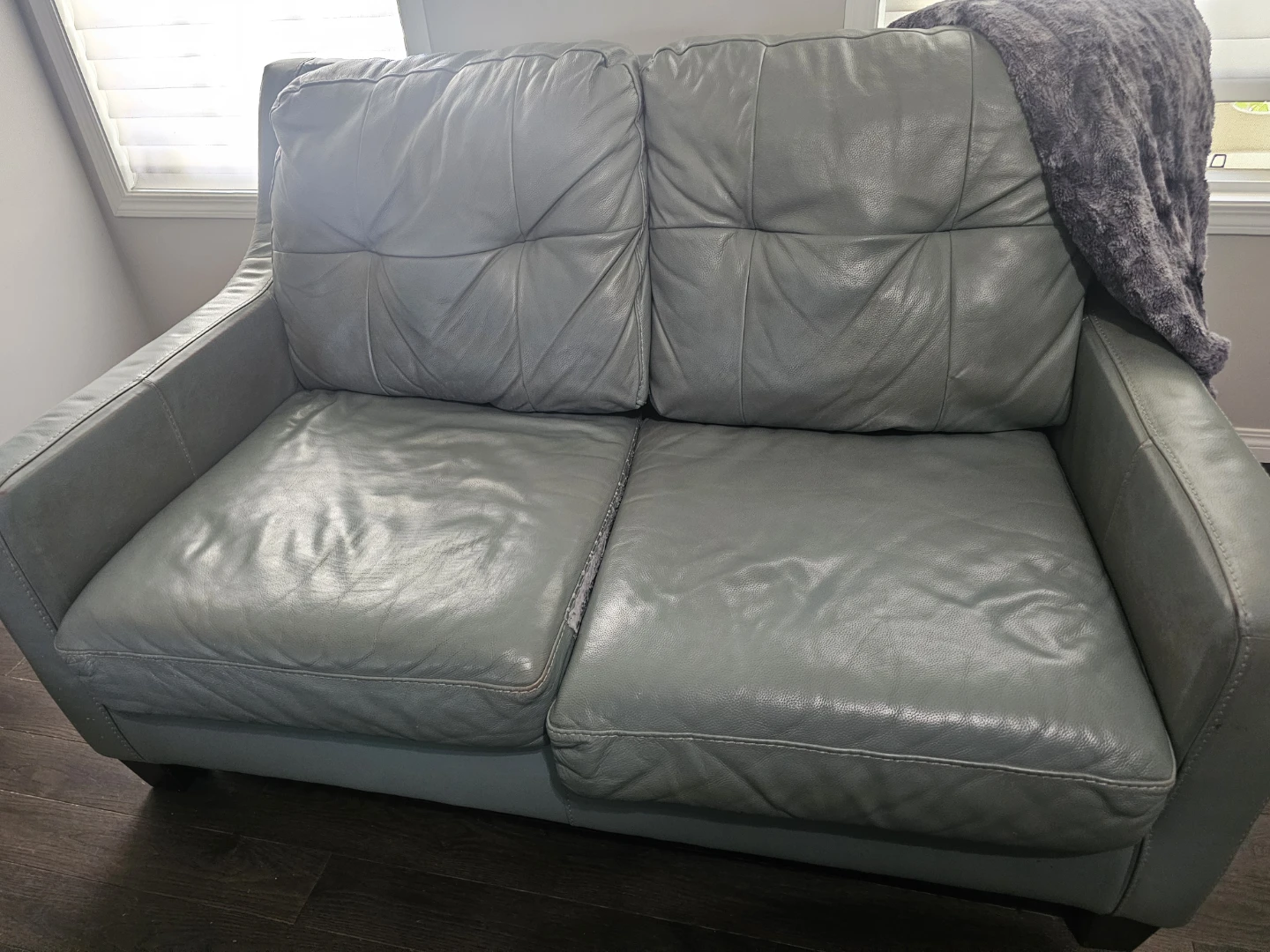 Green Leather Sofa - photo 2