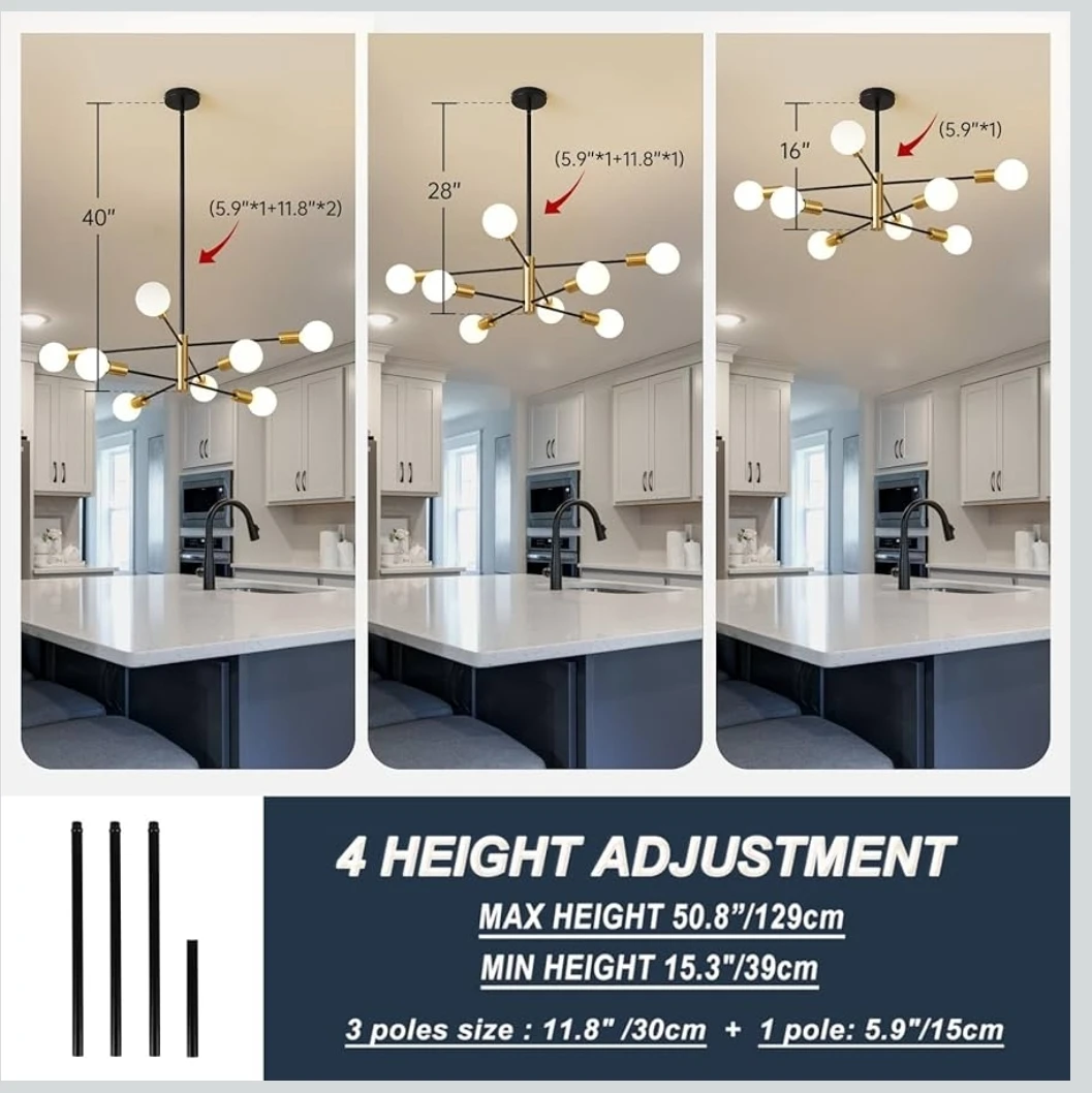 Chandelier Mid Century Modern 8-Light Fixture - photo 2