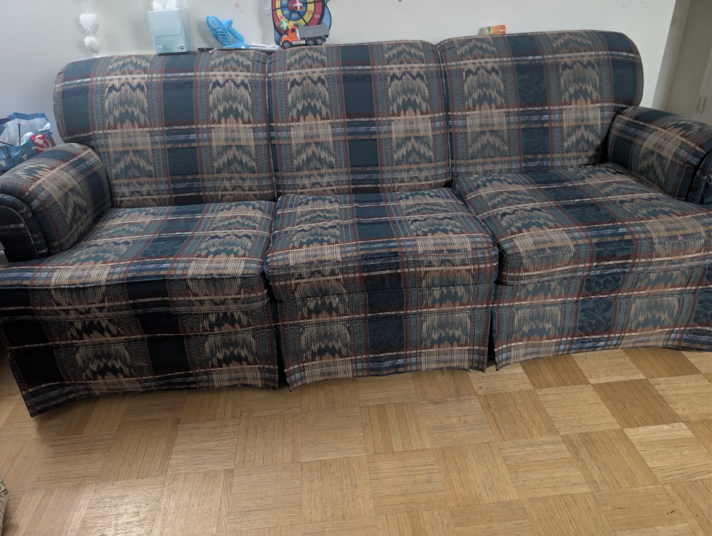 Plaid Sofa with sofa cover