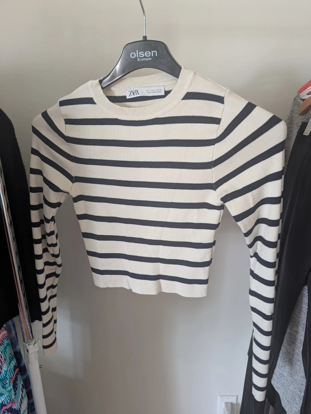 ZARA Striped Knit Cropped Sweater
