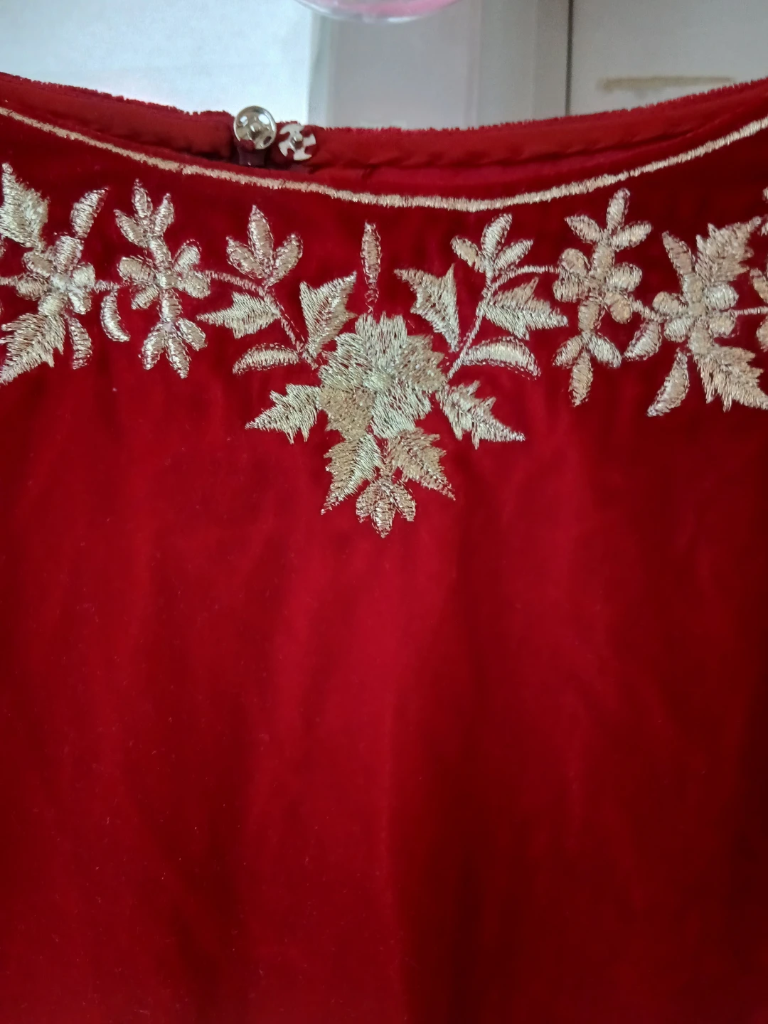 Red Velvet Embroidered Top - photo 2