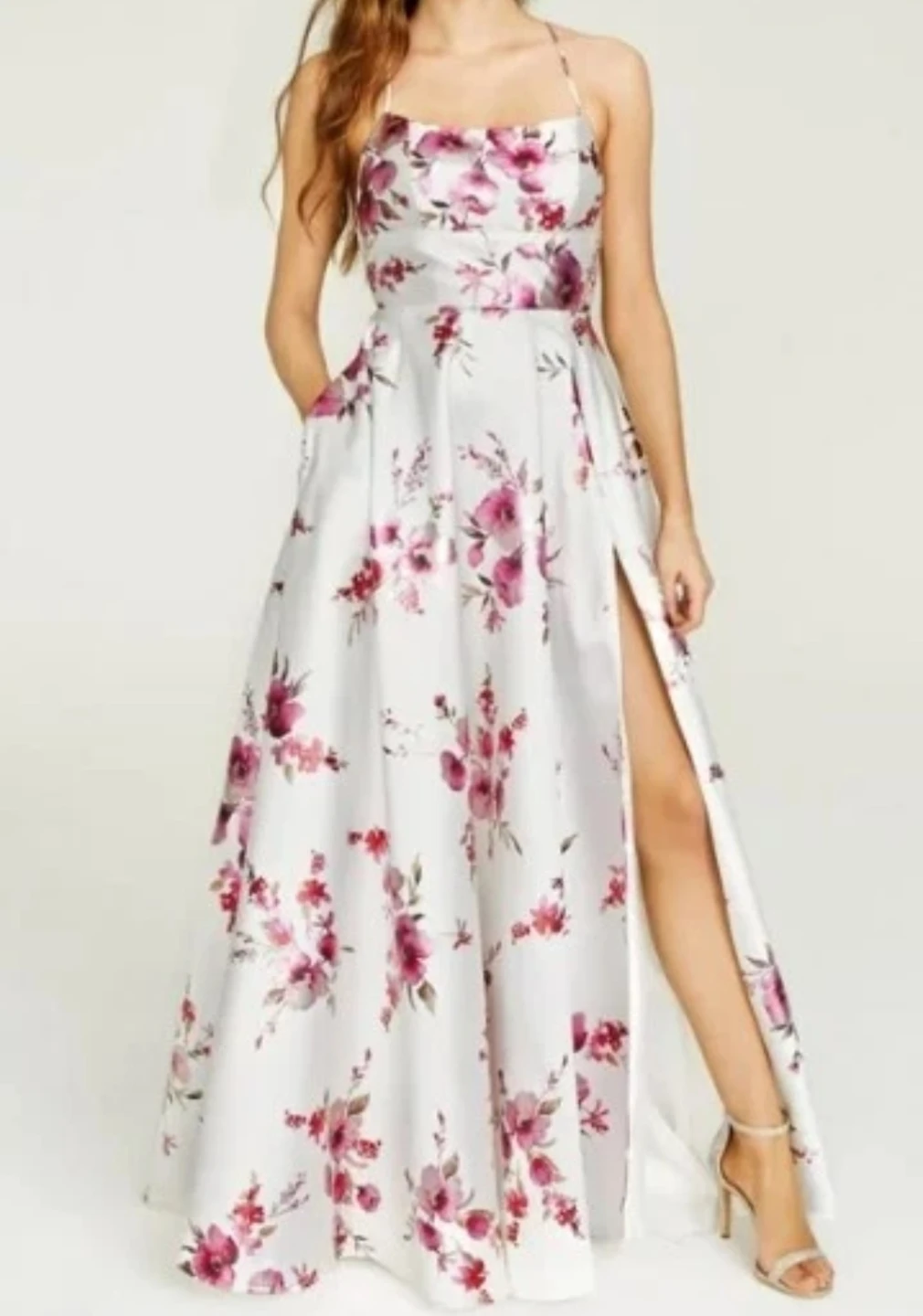 New B. Darlin Spaghetti Strap Floral Print Gown Dress Size 13/14 - photo 2