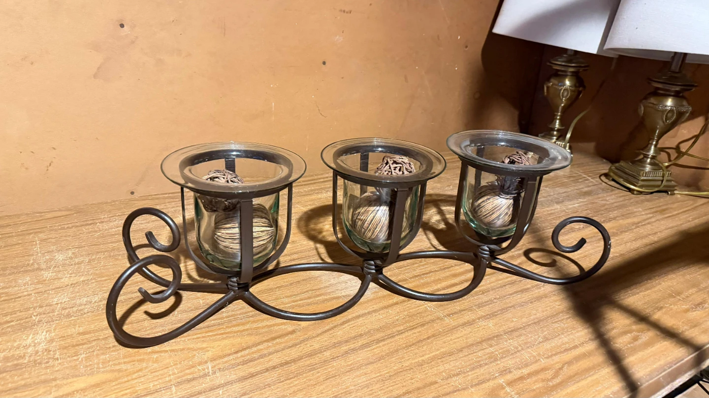 Triple Glass Votive Candle Holder Stand - photo 4