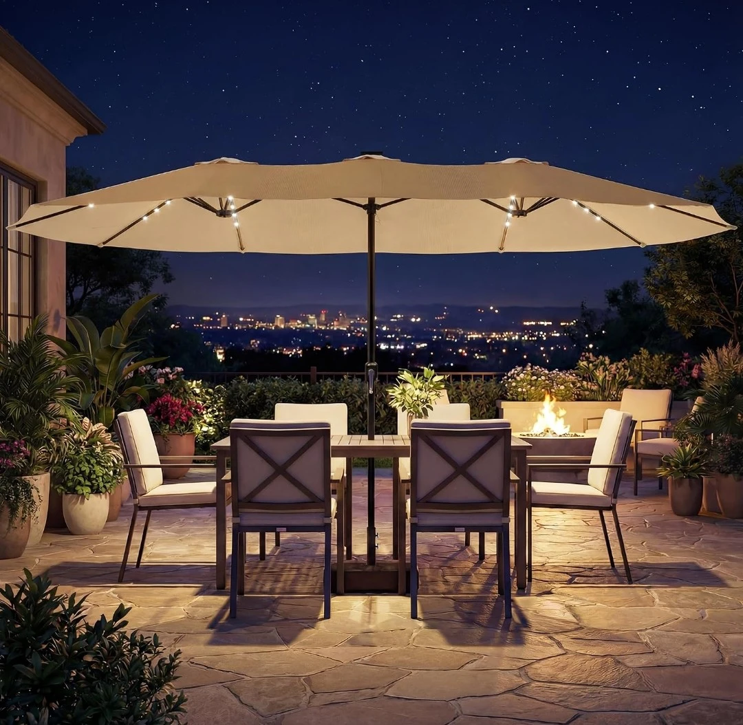 Double-Sided Patio Umbrella with Cross Base - photo 3