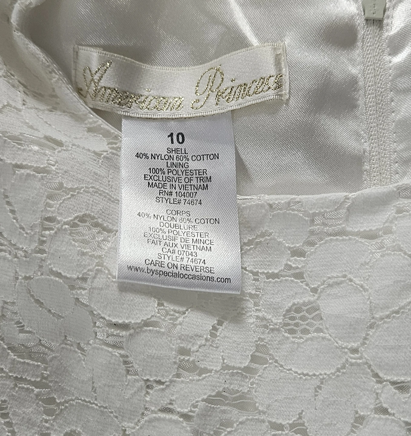 White Lace Dress - American Princess Size 10 - photo 2