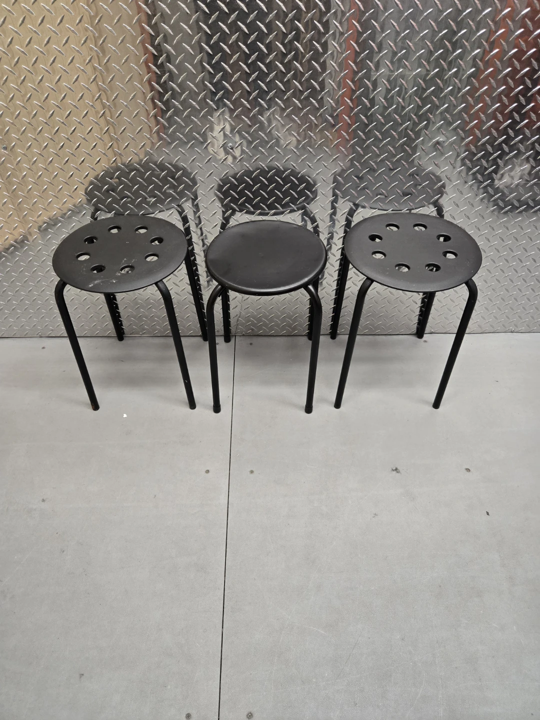 Set of 3 Black Stackable Stools (Mixed Bundle)