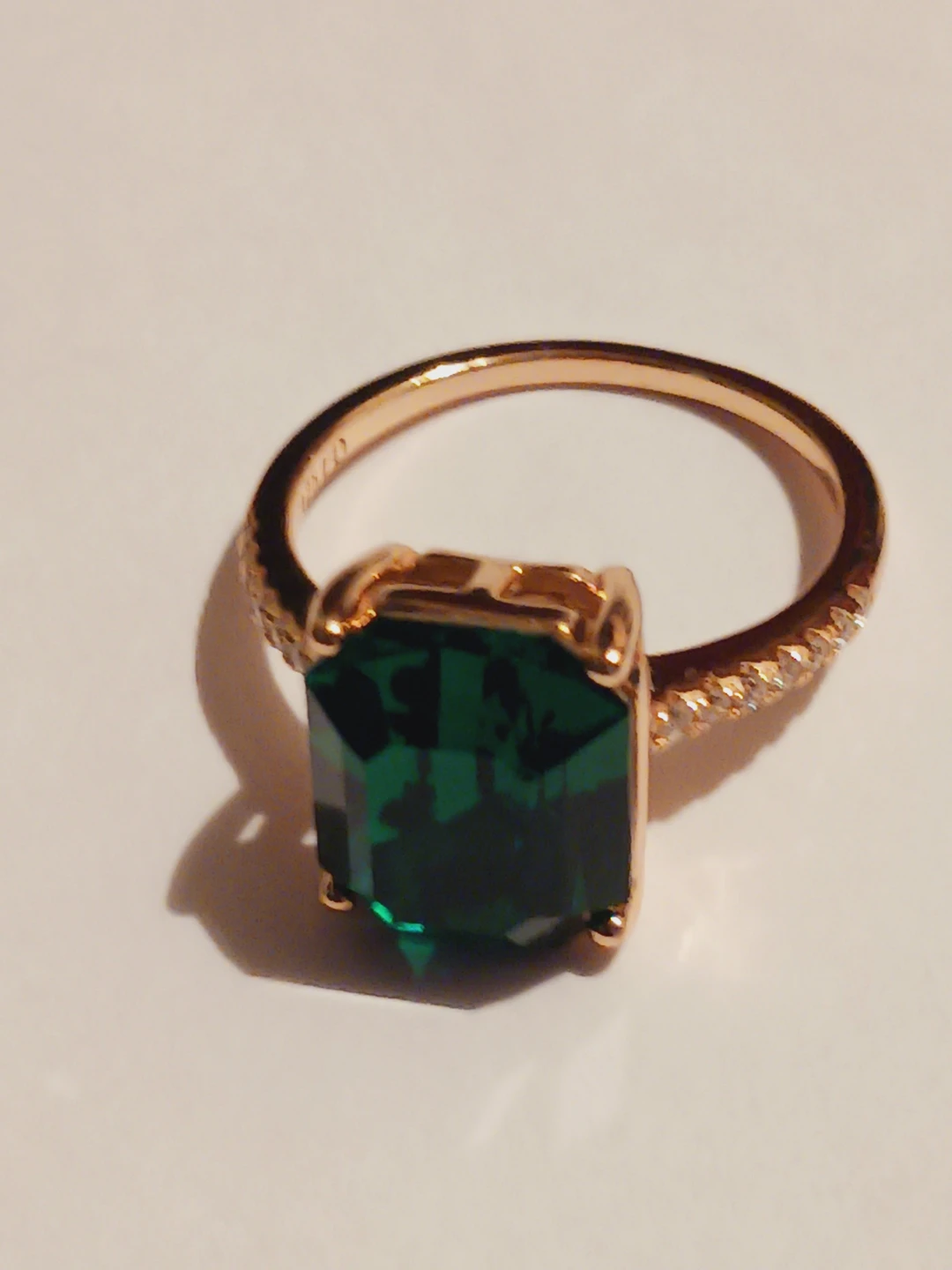 New !! Gold Overlay Sterling Silver 925 Emerald Cut Ring. 8. - photo 3