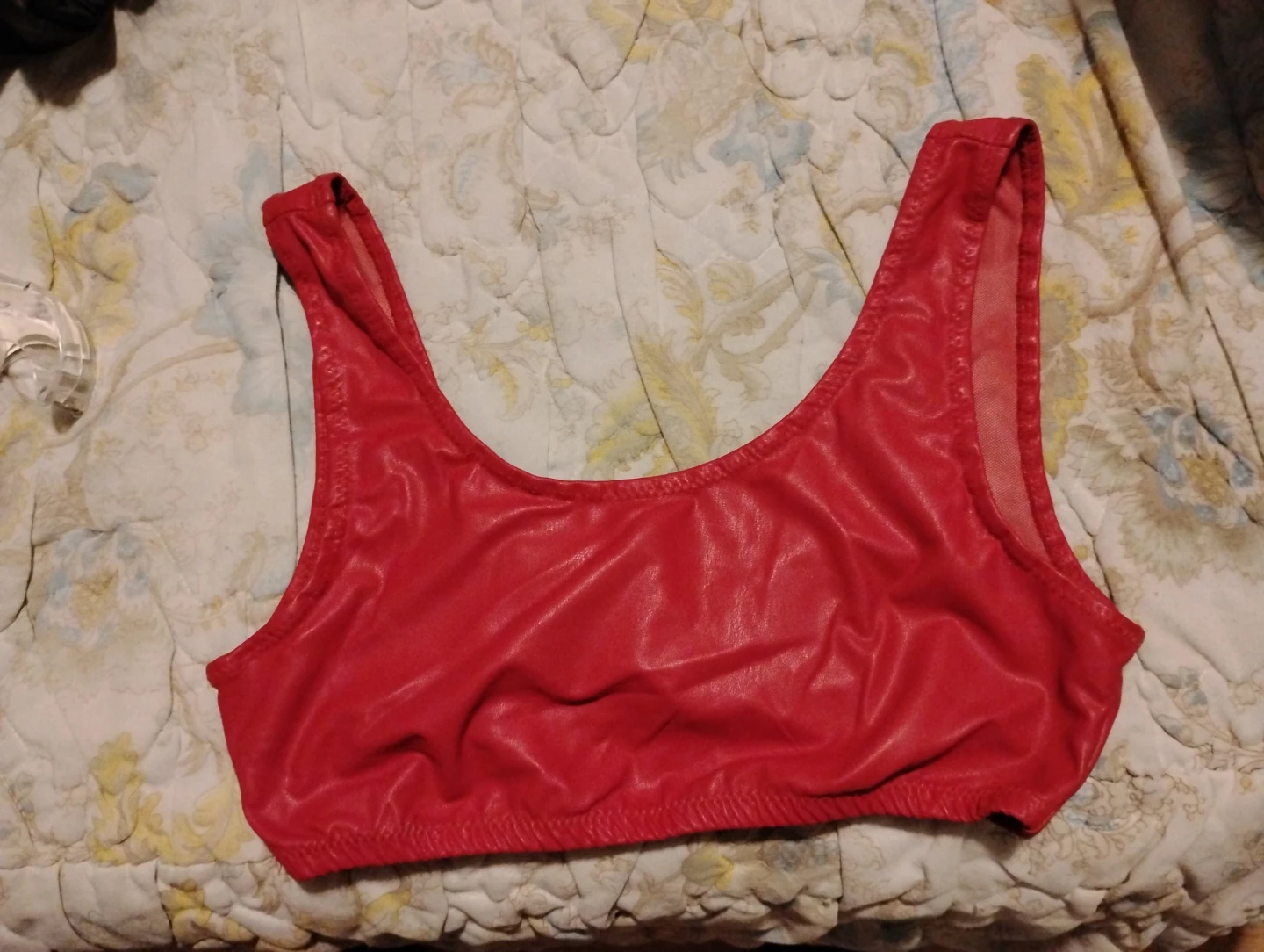 Spirit Red Faux Leather Crop Top