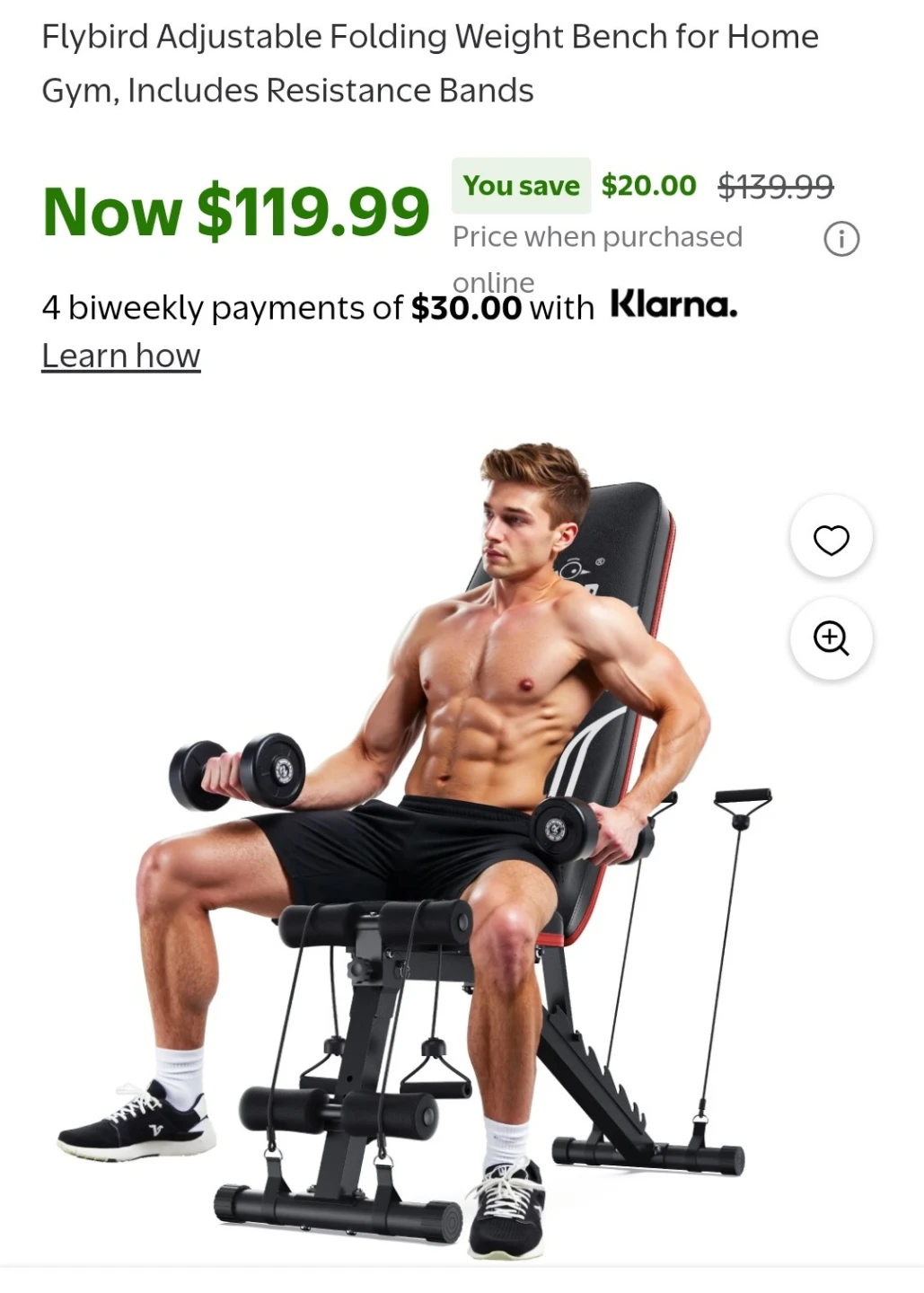 Flybird Adjustable Folding Weight Bench with Resistance Bands