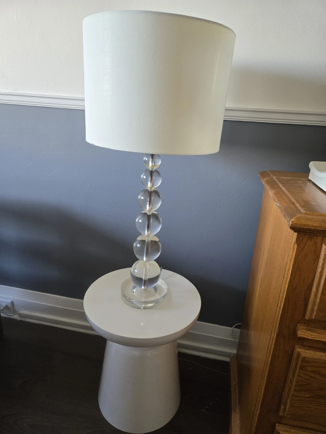 Stacked Crystal Ball Table Lamp with Matching Side Table