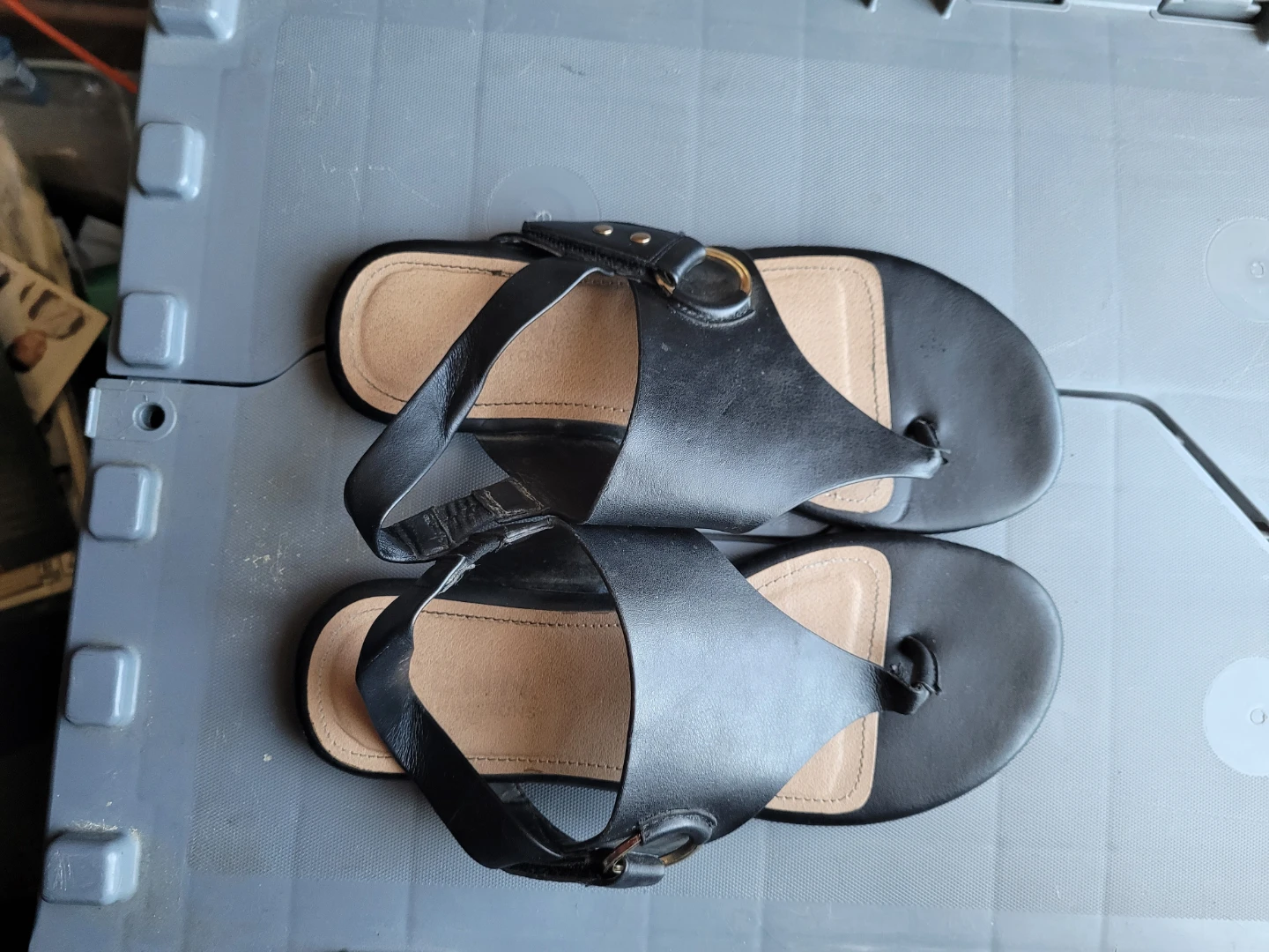 Black Thong Sandals Size 7W - photo 2