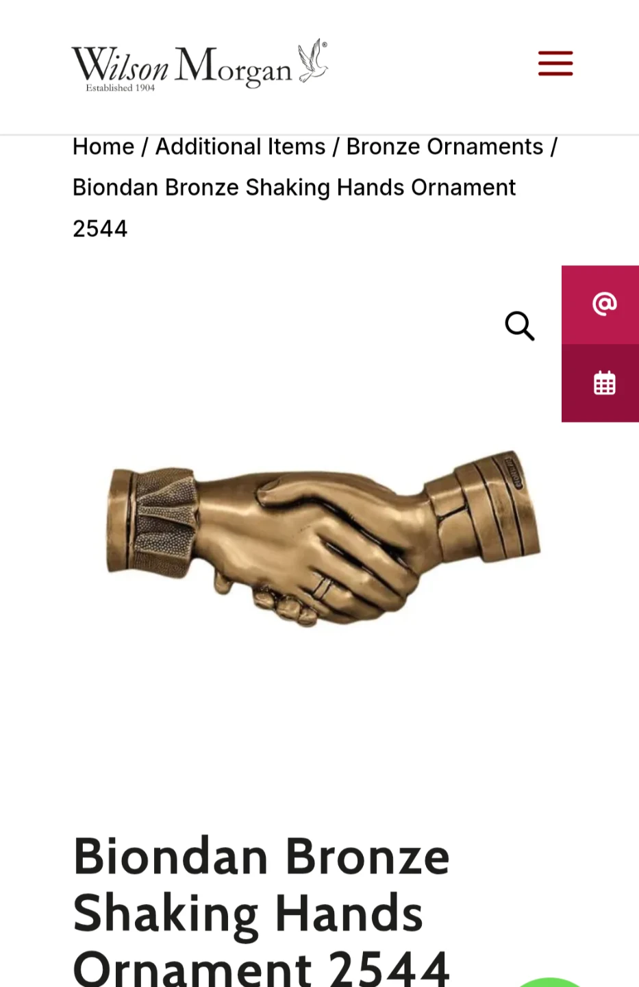 Solid Bronze Shaking Hands Ornament - photo 3