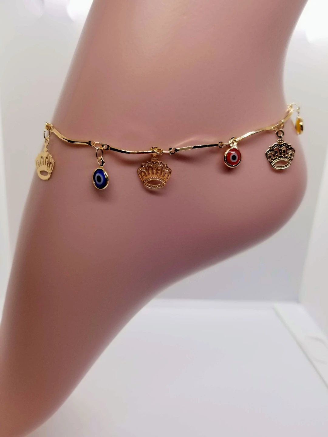 Gold Tone Anklet with Charms