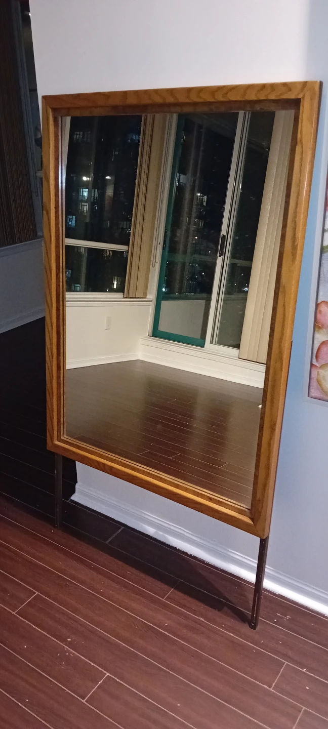 Wooden Framed Mirror with Stand