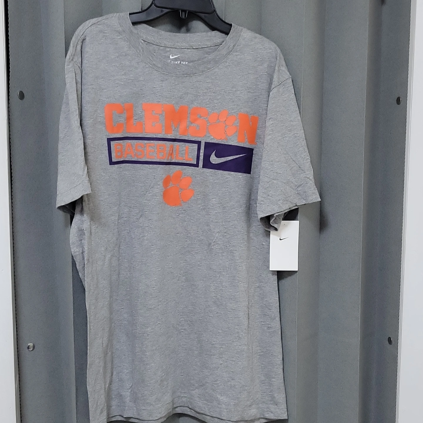 Nike Clemson Baseball T-Shirt Medium Grey