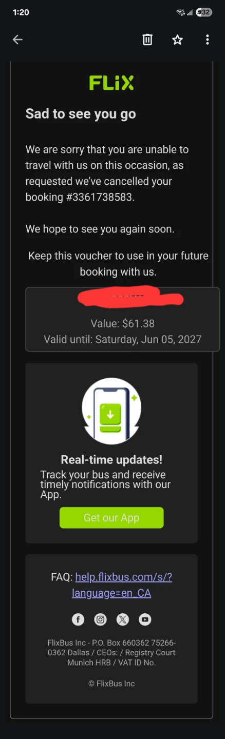 Flix Bus Voucher $61.38 Selling For $50 Valid Until June 5 2027