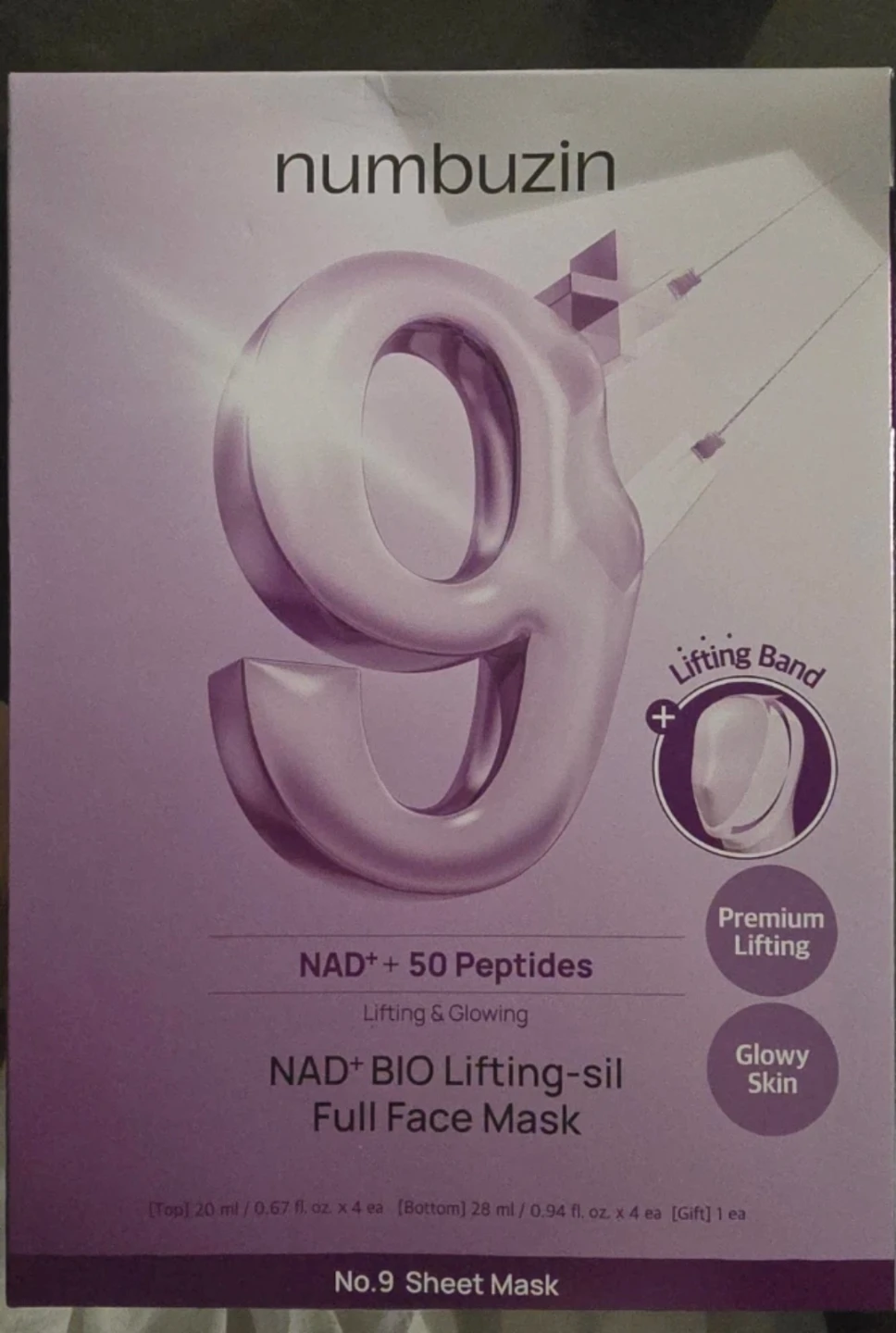 numbuzin No.9 NAD+ BIO Lifting-sil Full Face Mask