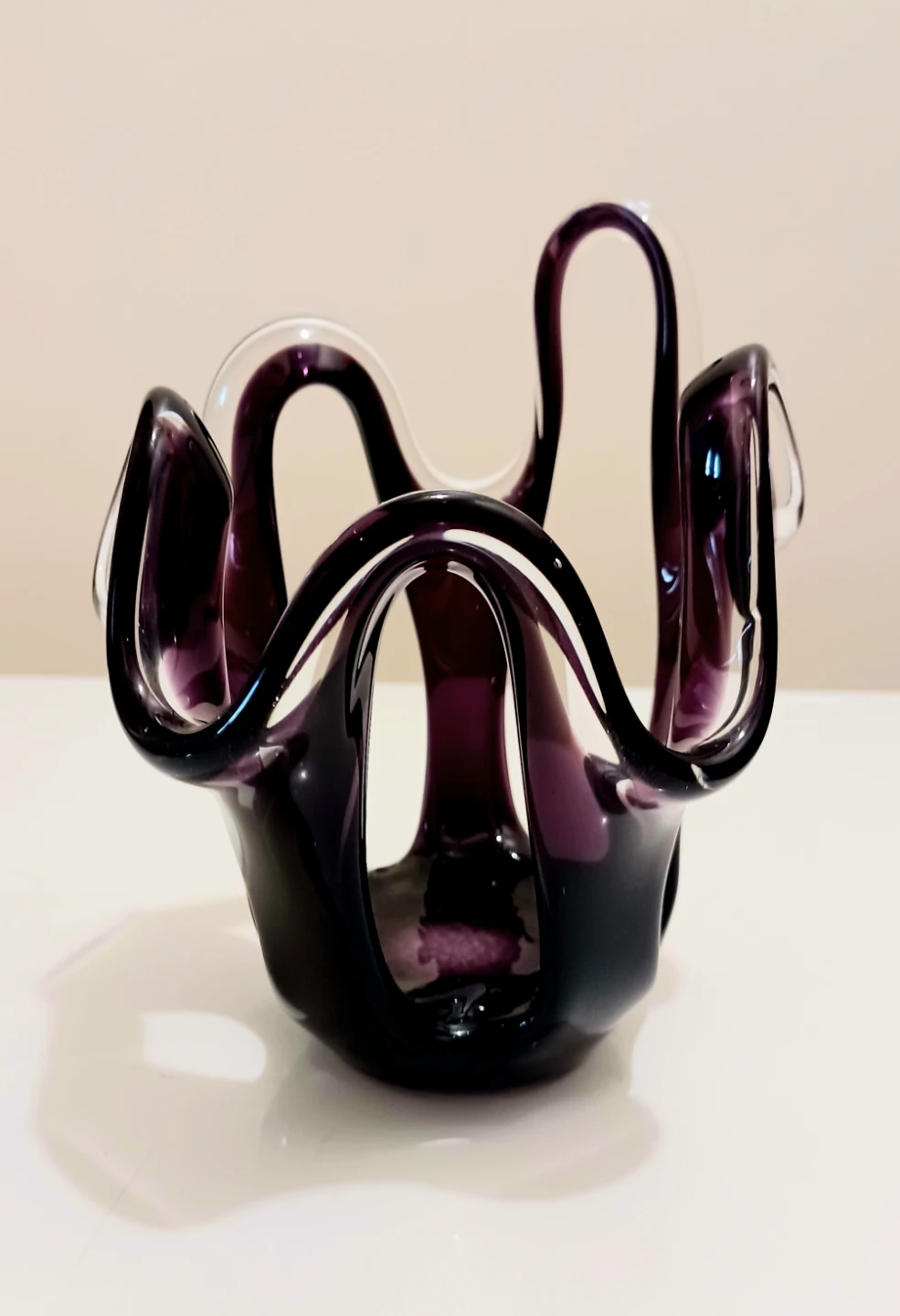 Vtg Makora Krosno Hand Blown Jellyfish Crystal Vase
