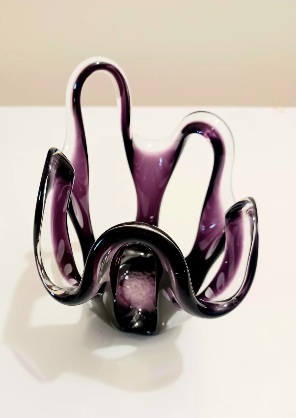 Vtg Makora Krosno Hand Blown Jellyfish Crystal Vase - photo 2