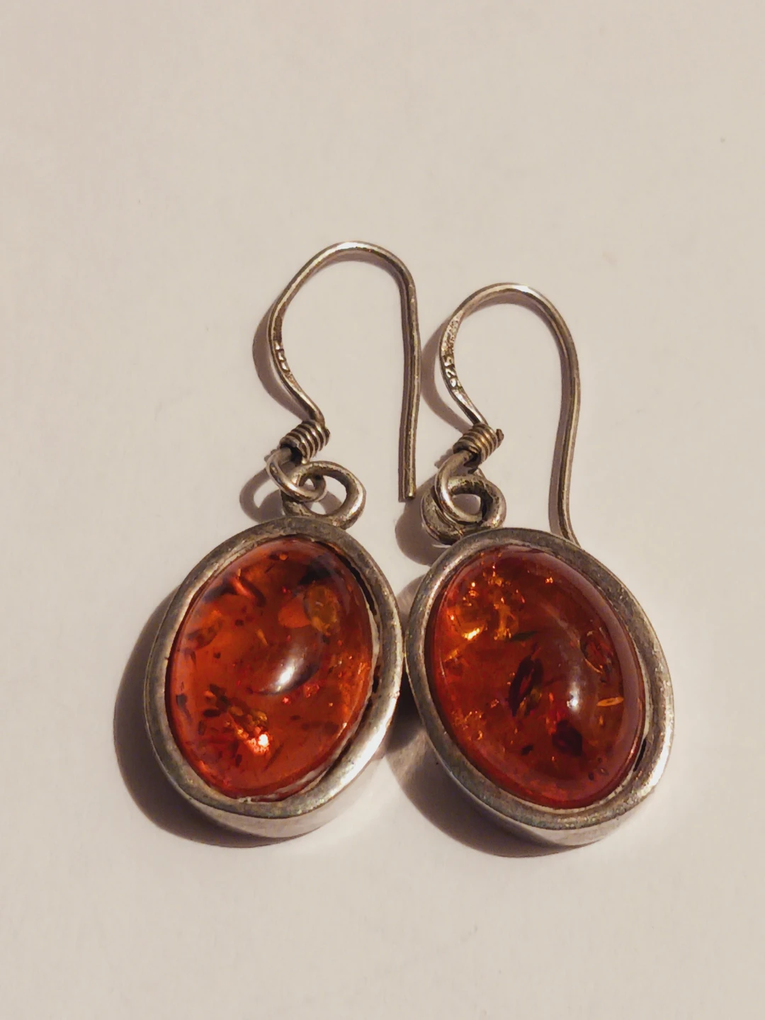 Sterling Silver 925 Baltic Amber Dangle Earrings