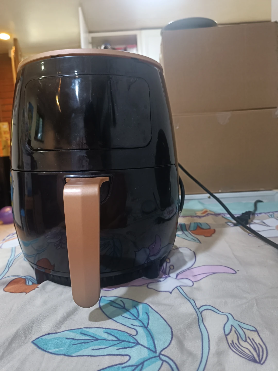Black Air Fryer with Copper Accents