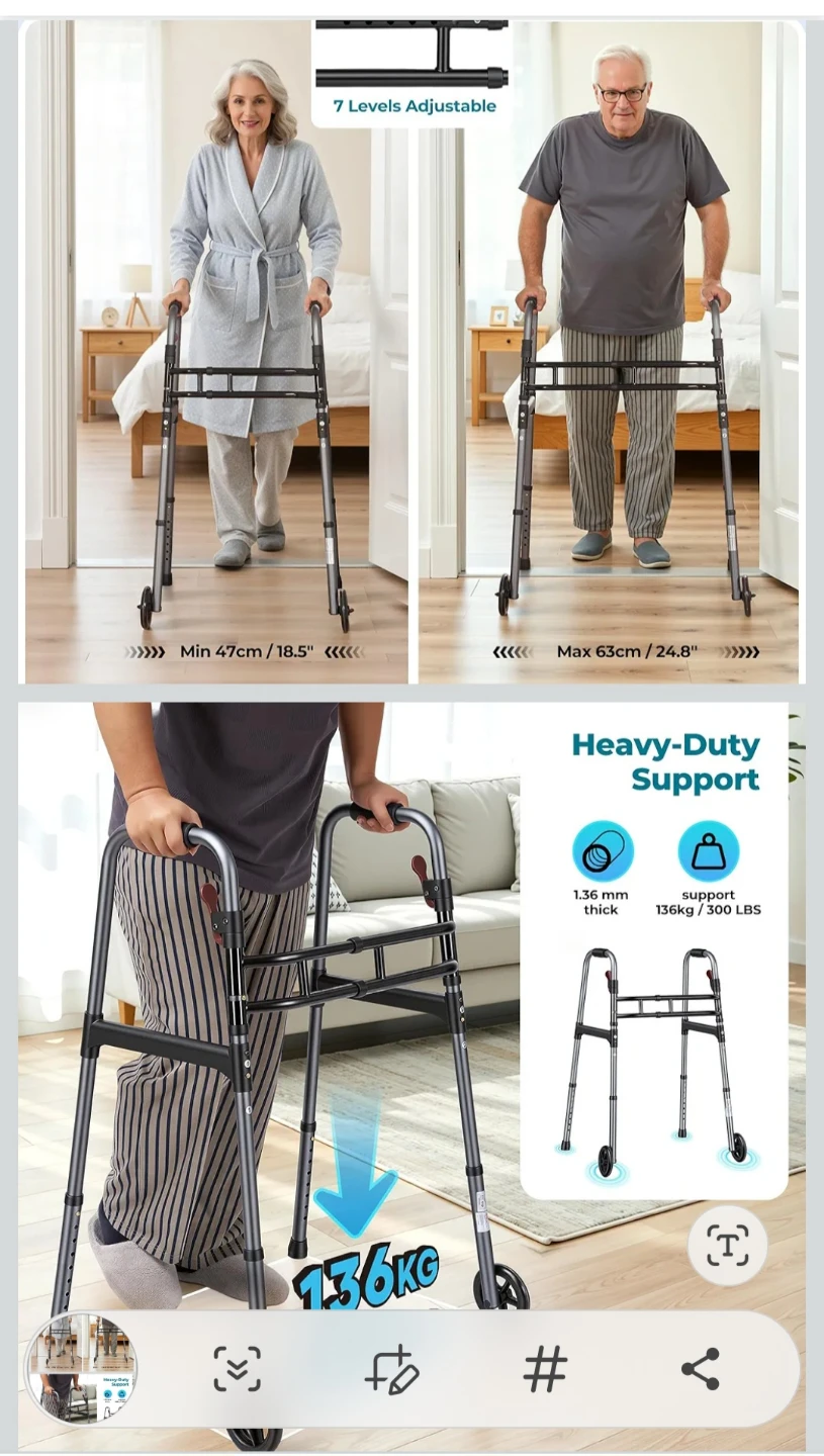 Foldable Walker with Wheels and Seat - photo 3