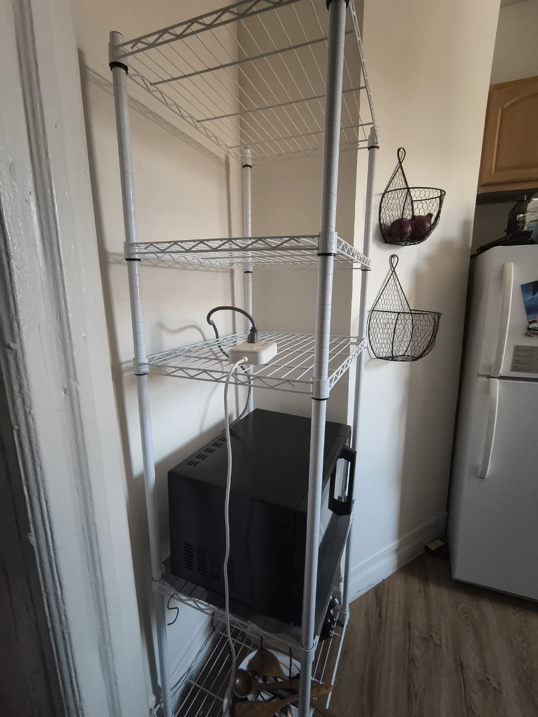 White 5-Shelf Wire Rack with Microwave - photo 4