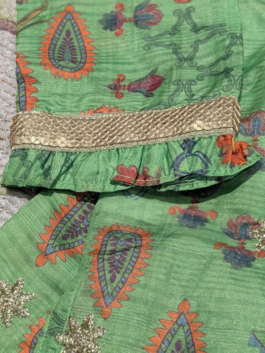 Green Printed Kurta and Pants Set - photo 3