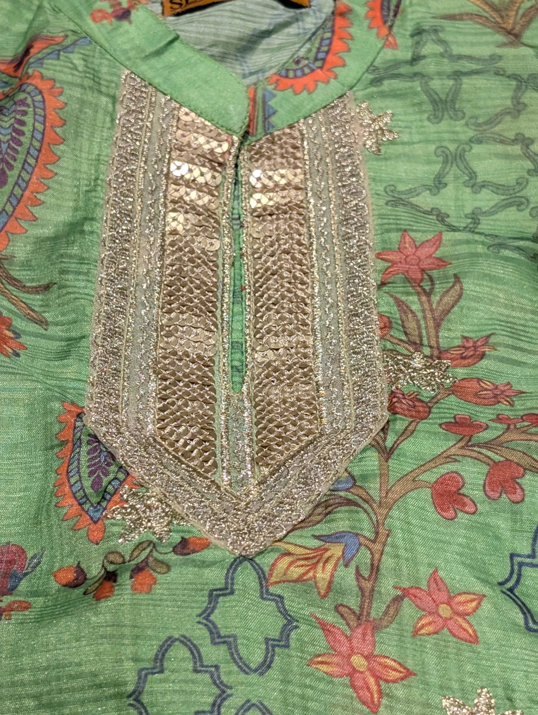 Green Printed Kurta and Pants Set - photo 5