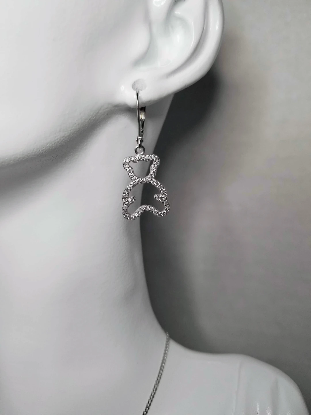925 silver Teddy Bear Pendant Necklace with Cubic Zirconia
