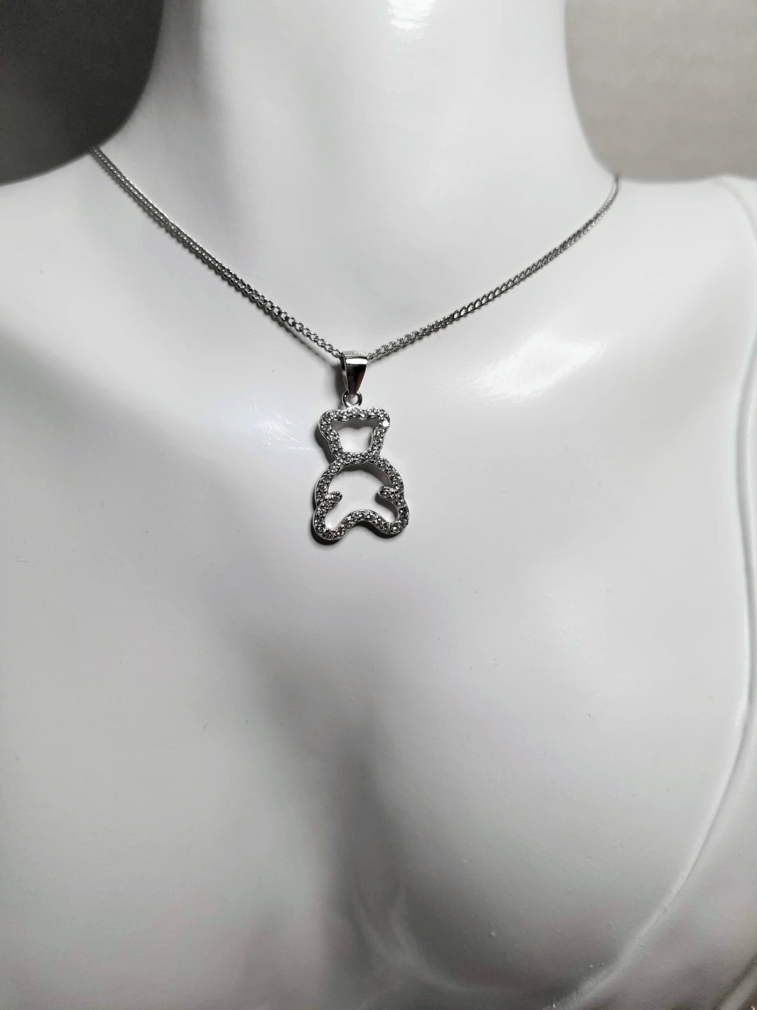 925 silver Teddy Bear Pendant Necklace with Cubic Zirconia - photo 2