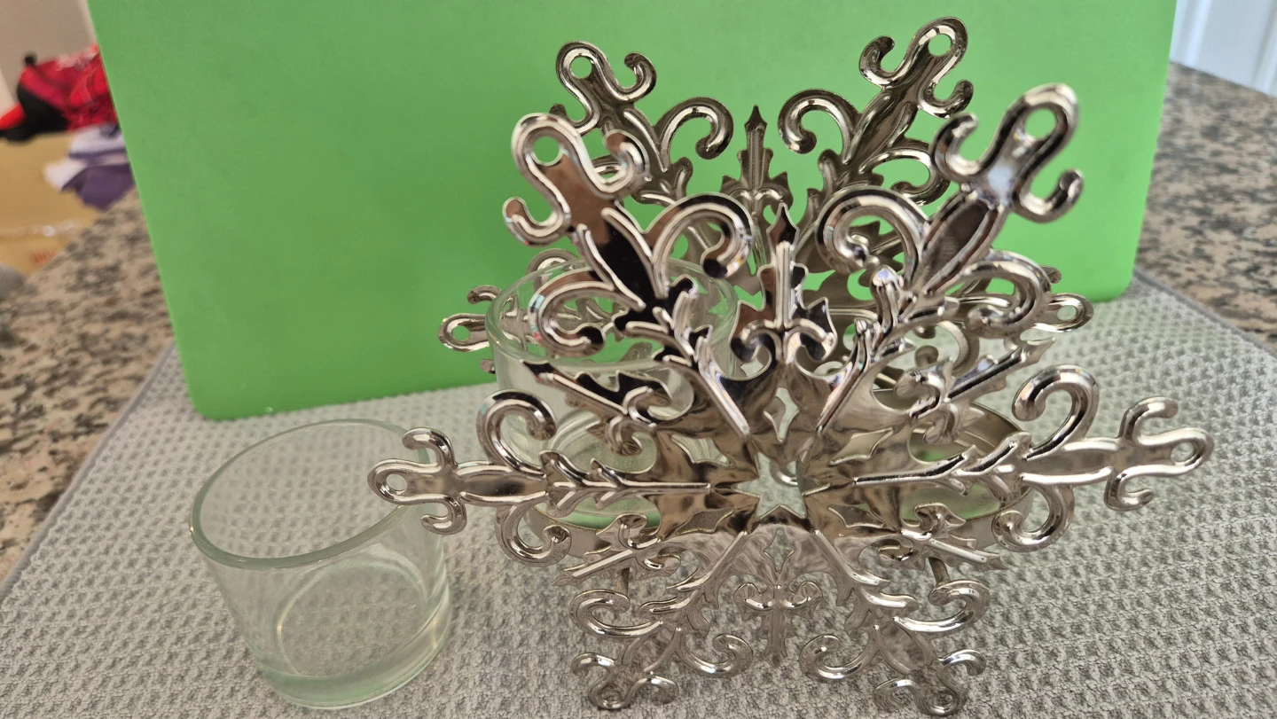 Silver Snowflake Tealight Candle Holder - photo 4