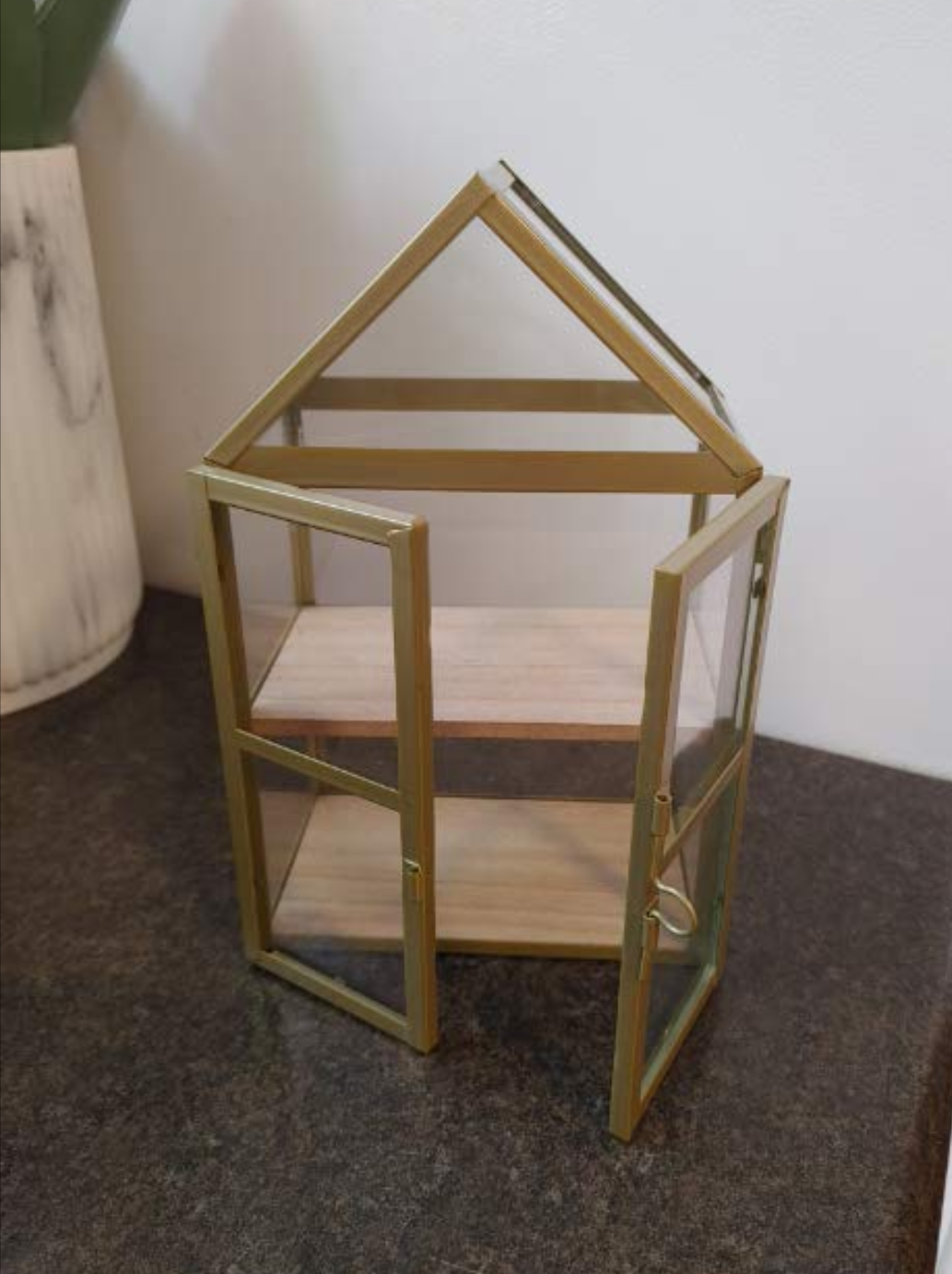 Gold Metal and Glass Display Cabinet